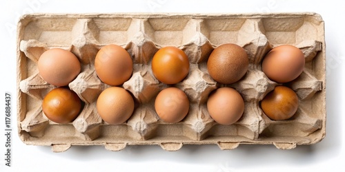 Eco-Friendly Egg Packaging: Recycled Paper Carton, Zero Waste, Top View photo