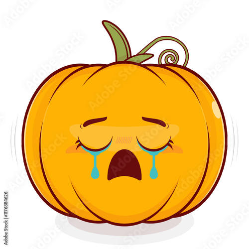 pumpkin crying face cartoon cute