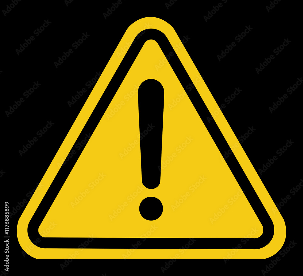 Señal triangular de advertencia de peligro en la circulacion amarillo sobre fondo negro Señal triangular de advertencia de peligro en la circulacion amarillo sobre fondo negro