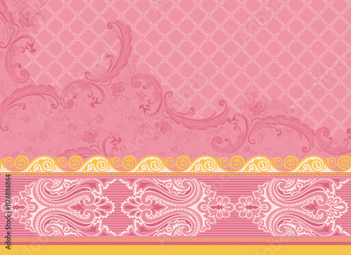 Seamless Border paired with ethnic details, bringing timeless elegance to textiles and wallpaper.