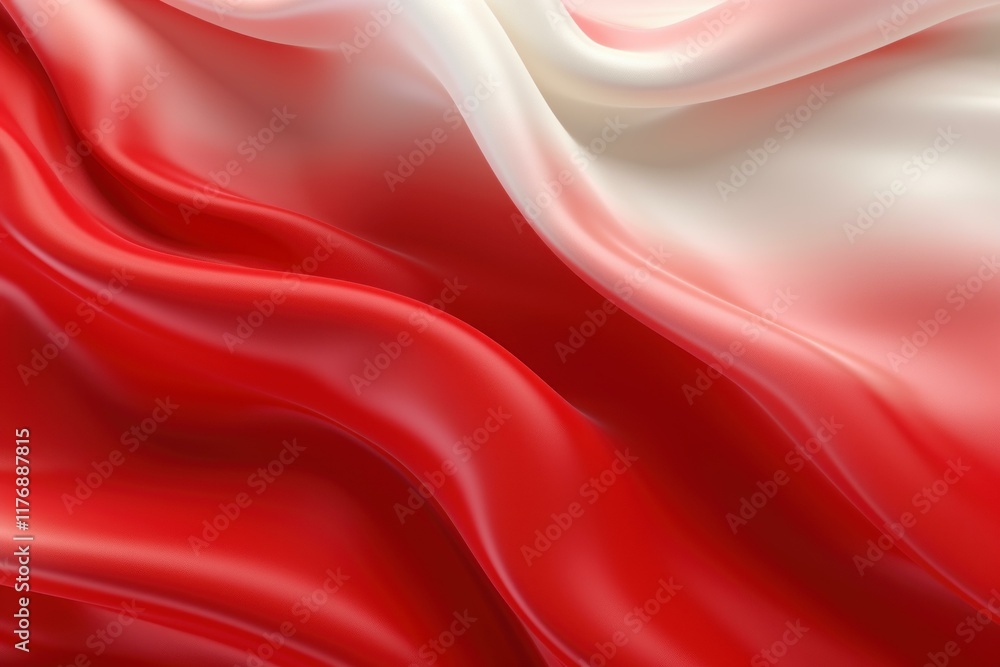 Obraz premium Smooth elegant red and white satin fabric flowing and waving forming an abstract background