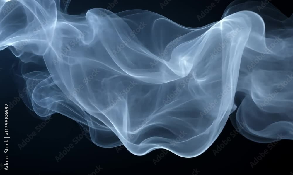 An elegant swirl of white smoke on a dark background with delicate golden light particles creating a magical, ethereal atmosphere An elegant swirl of white smoke on a dark background with delicate golden light particles creating a magical, ethereal atmosphere