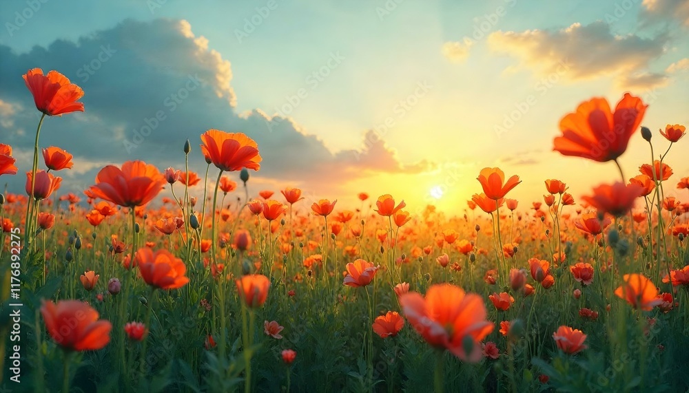 Obraz premium red poppy field