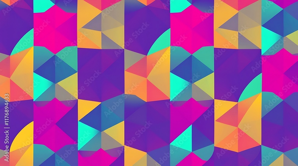 Vibrant Geometric Pattern: A captivating low poly design featuring a vibrant color palette of pinks, purples, oranges, and turquoise. Ideal for backgrounds, textures, or design inspiration. Vibrant Geometric Pattern: A captivating low poly design featuring a vibrant color palette of pinks, purples, oranges, and turquoise. Ideal for backgrounds, textures, or design inspiration.