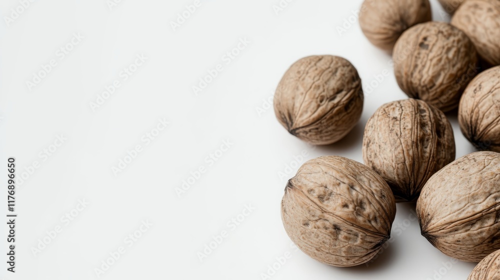 Close-up of walnuts on a white background, isolated, stock photo. Close-up of walnuts on a white background, isolated, stock photo.