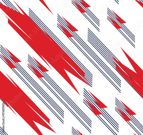 Pattern Abstract blue lines and red arrows speed dynamic on white racing technology futuristic background vector illustration repeating tiles