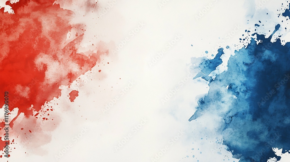 Abstract Watercolor Red and Blue Splashes Abstract Watercolor Red and Blue Splashes