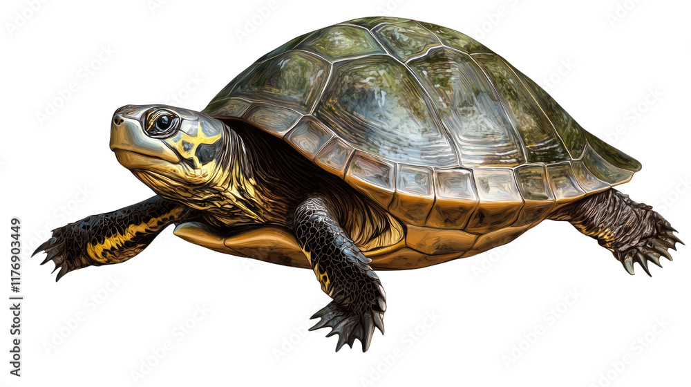 A Turtle's Determined Journey: This captivating image captures the essence of a turtle in motion, showcasing its unique shell and powerful limbs.