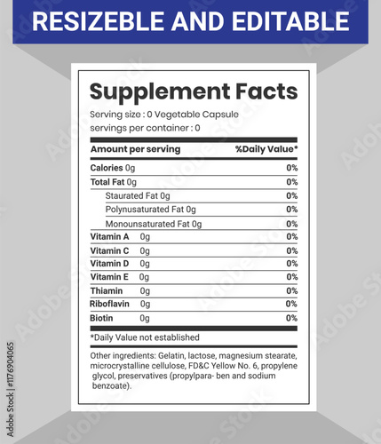 FDA Nutrition Supplement Facts Labeling Labels Dietary supplement containing dietary ingredient with and without RDIs and DRVs nutrition facts template