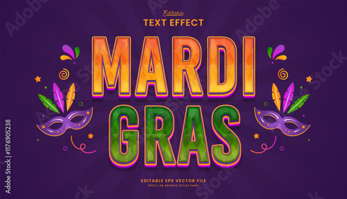 decorative mardi gras editable text effect design