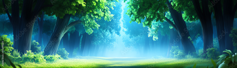 A serene forest scene filled with vibrant trees and soft, diffused light creating a tranquil atmosphere in nature. A serene forest scene filled with vibrant trees and soft, diffused light creating a tranquil atmosphere in nature.