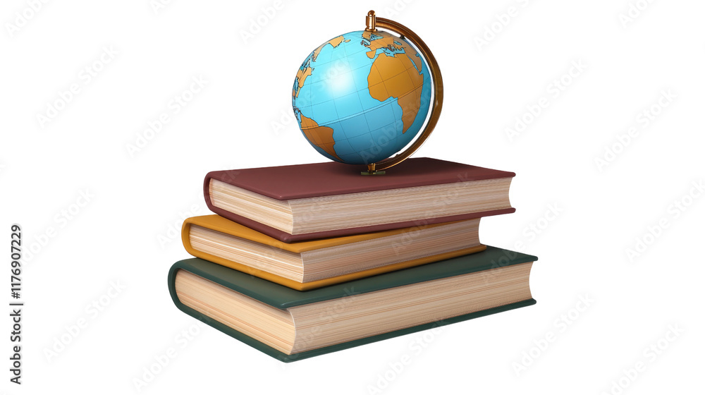 © yeewa - Global Education: A miniature globe rests atop a stack of books, symbolizing the pursuit of knowledge and global understanding. © yeewa - Global Education: A miniature globe rests atop a stack of books, symbolizing the pursuit of knowledge and global understanding.