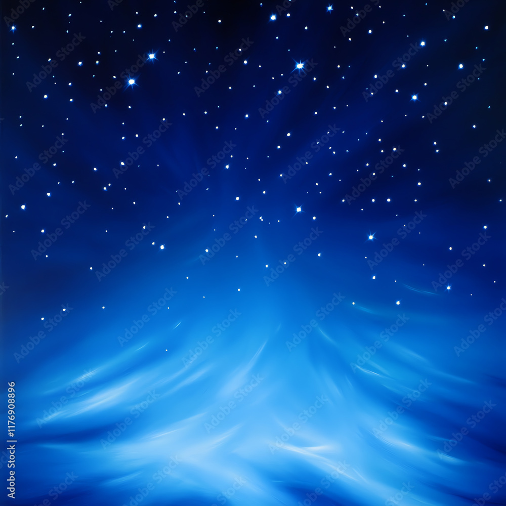 Fototapeta premium A serene night sky filled with bright stars against a deep blue backdrop, invoking feelings of tranquility and wonder.