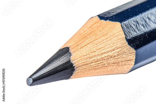 Close-up view of a sharpened pencil showing fine detailing of wood and graphite tip for artistic and educational purposes photo