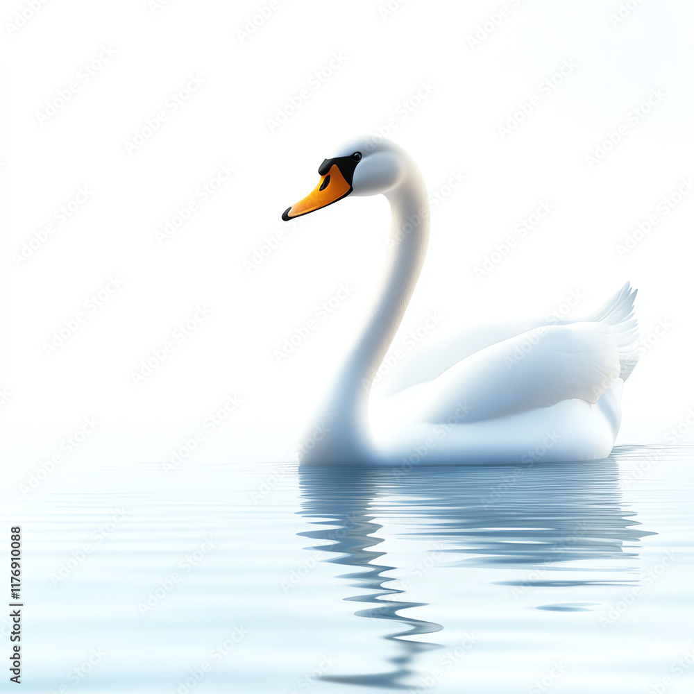 A serene swan gliding on tranquil waters, showcasing elegance and grace in a minimalist setting. A serene swan gliding on tranquil waters, showcasing elegance and grace in a minimalist setting.