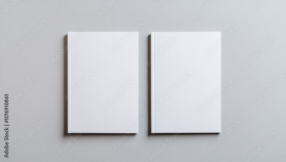 Two Blank White Books Mockup on Gray Background. Perfect for displaying your designs, branding or cover art. Two Blank White Books Mockup on Gray Background. Perfect for displaying your designs, branding or cover art.