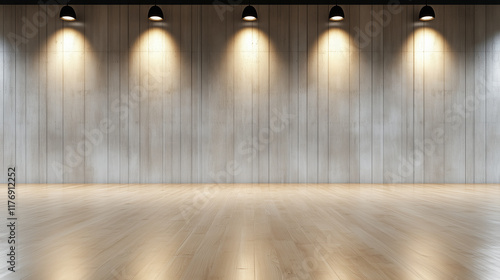 Wallpaper Mural modern interior space with wooden flooring and bright lighting Torontodigital.ca