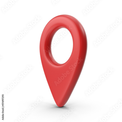 Red location pin 3d icon on white background photo