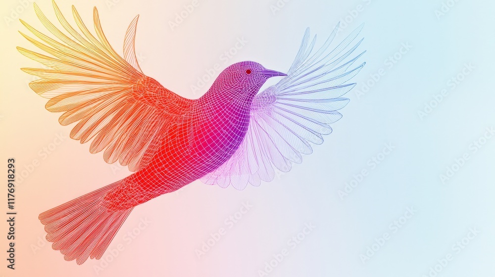 A colorful, stylized illustration of a bird in flight, showcasing vibrant hues and intricate wing details against a soft gradient background. A colorful, stylized illustration of a bird in flight, showcasing vibrant hues and intricate wing details against a soft gradient background.