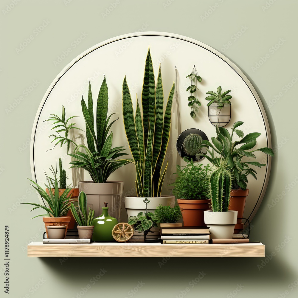 Abstract Green Plant Art with Minimalistic Texture and Lines Abstract Green Plant Art with Minimalistic Texture and Lines