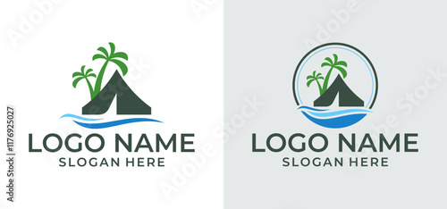 Vector illustration design of the symbol of camping on the beach.