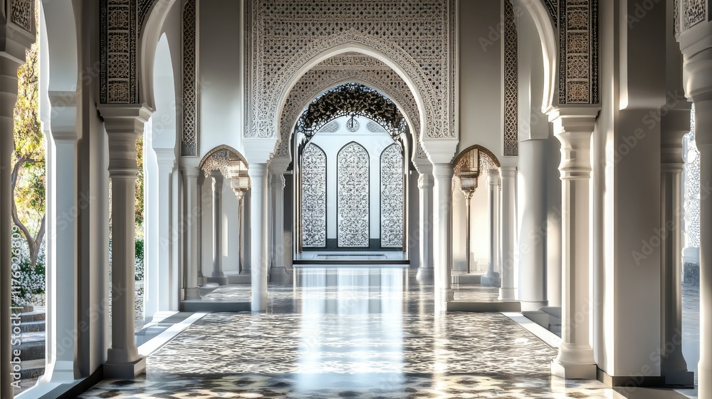 Serene Architectural Marvel: A Glimpse into an Elegant Palace Courtyard Serene Architectural Marvel: A Glimpse into an Elegant Palace Courtyard