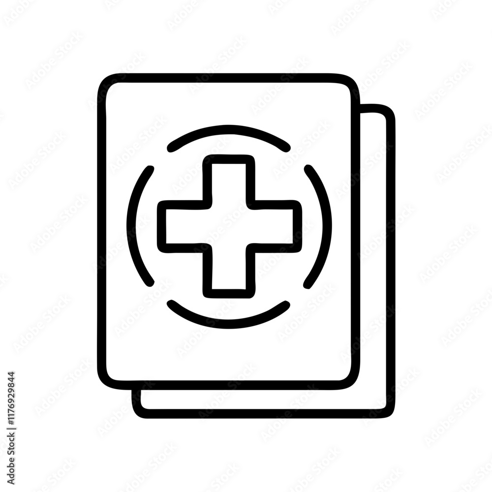 Medical cross outline icon on white background Medical cross outline icon on white background