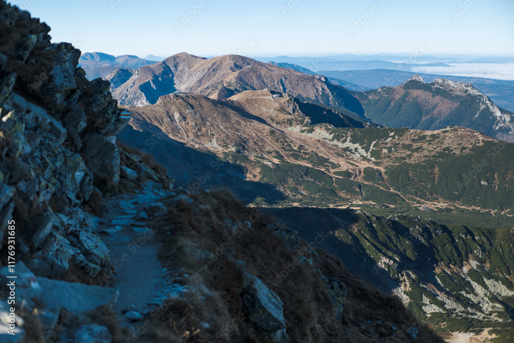Obraz premium Mountain landscape of the High Tatras. Trip in the national park. 