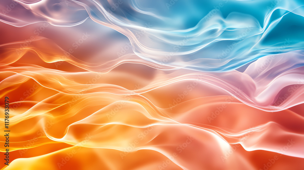 Obraz premium An abstract design featuring flowing waves of vibrant colors, blending beautifully to create a visually captivating background.