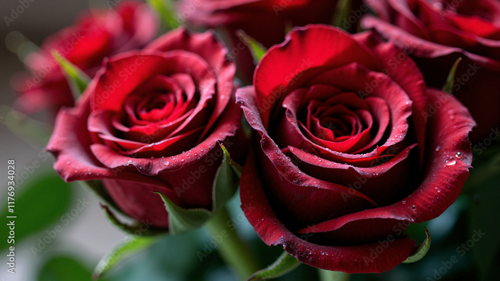 Romantic Red Rose Bouquet: Dew-Kissed Petals for Valentine's Day, Weddings, and Floral Design Marketing Romantic Red Rose Bouquet: Dew-Kissed Petals for Valentine's Day, Weddings, and Floral Design Marketing