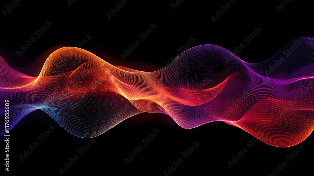 Colorful wave patterns creating a dynamic visual effect in a dark background Colorful wave patterns creating a dynamic visual effect in a dark background