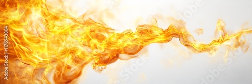 Golden yellow fire design with glowing intensity on a sharp white sheet photo