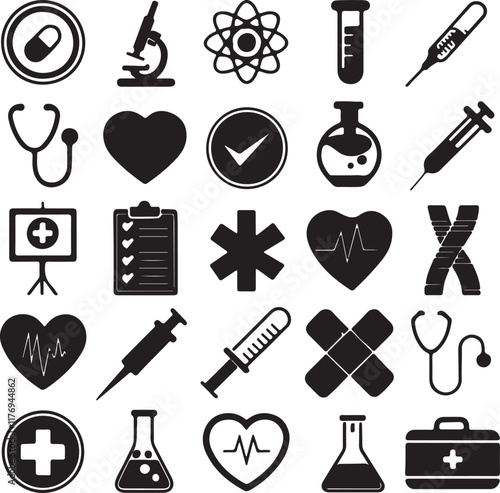 Medical icons set. Healthcare and medicine. Medical Insurance.
