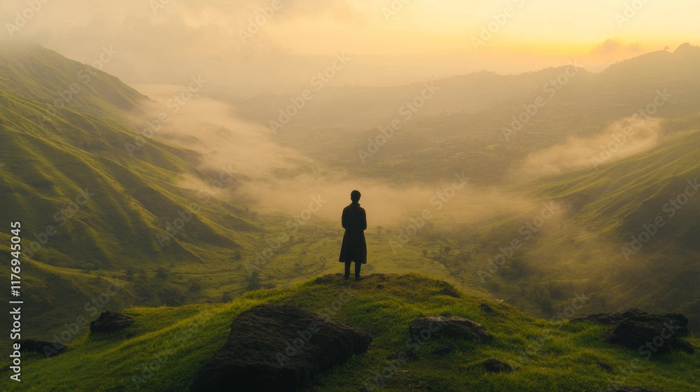 Serenity in the Hills Morning View of Fog and Greenery Serenity in the Hills Morning View of Fog and Greenery