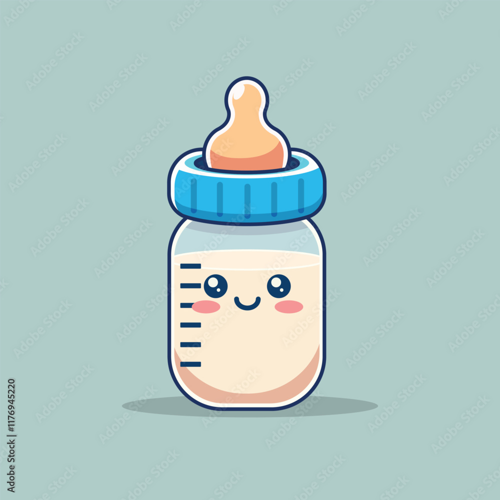 Baby milk bottle vector illustration with cartoon style isolated on white background Baby milk bottle vector illustration with cartoon style isolated on white background