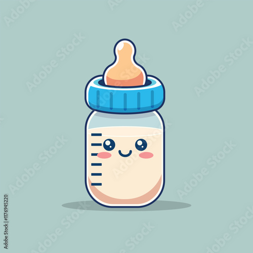Baby milk bottle vector illustration with cartoon style isolated on white background
