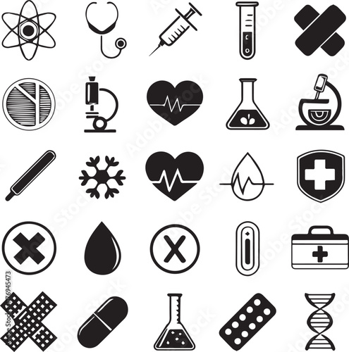 Medical icons set. Healthcare and medicine. Medical Insurance.
