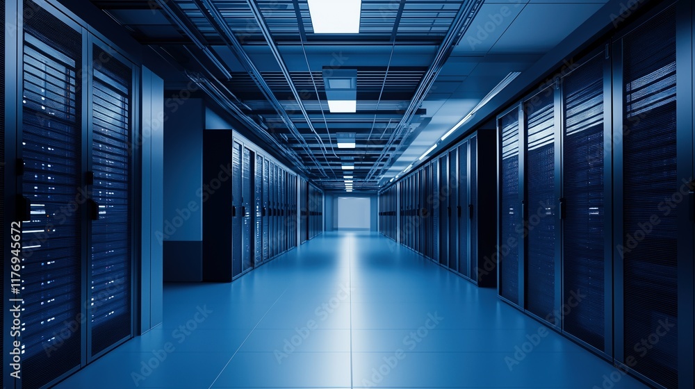 Modern server room with copyspace available