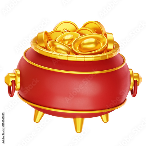 gold coins in a pot