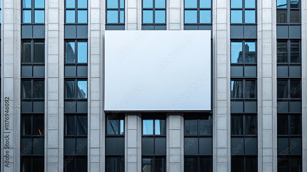 Obraz premium Empty advertisement space on a modern building in an urban setting