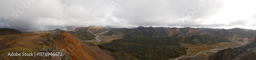 Landmannalaugar, Islande, Hautes Terres, montagnes rhyolitiques, sources chaudes géothermiques, randonnée, Laugavegur, Fjallabak, Laugahraun, Brennisteinsalda, Bláhnjúkur, Ljótipollur, paysages coloré photo