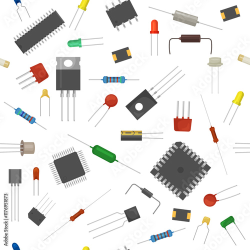 micro scheme pattern. reductor transistor microelectronic chipset seamless background