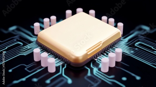 Wallpaper Mural Gold CPU on Circuit Board Torontodigital.ca