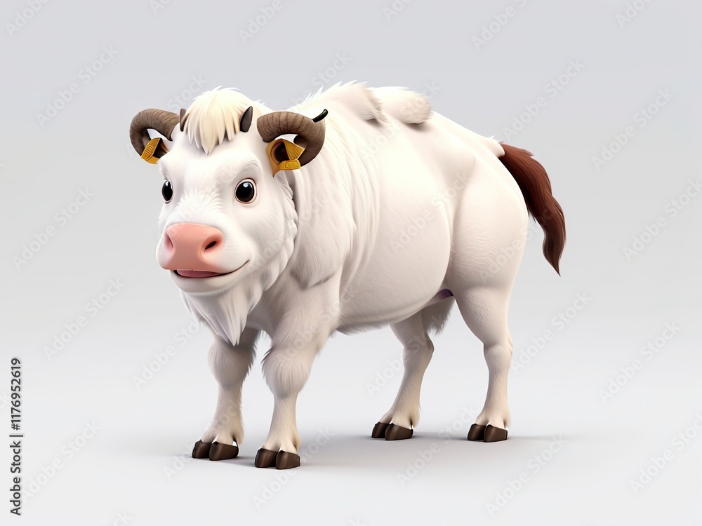 3D Animation Style cow cartoon Animals illustration isolated on white background 3D Animation Style cow cartoon Animals illustration isolated on white background