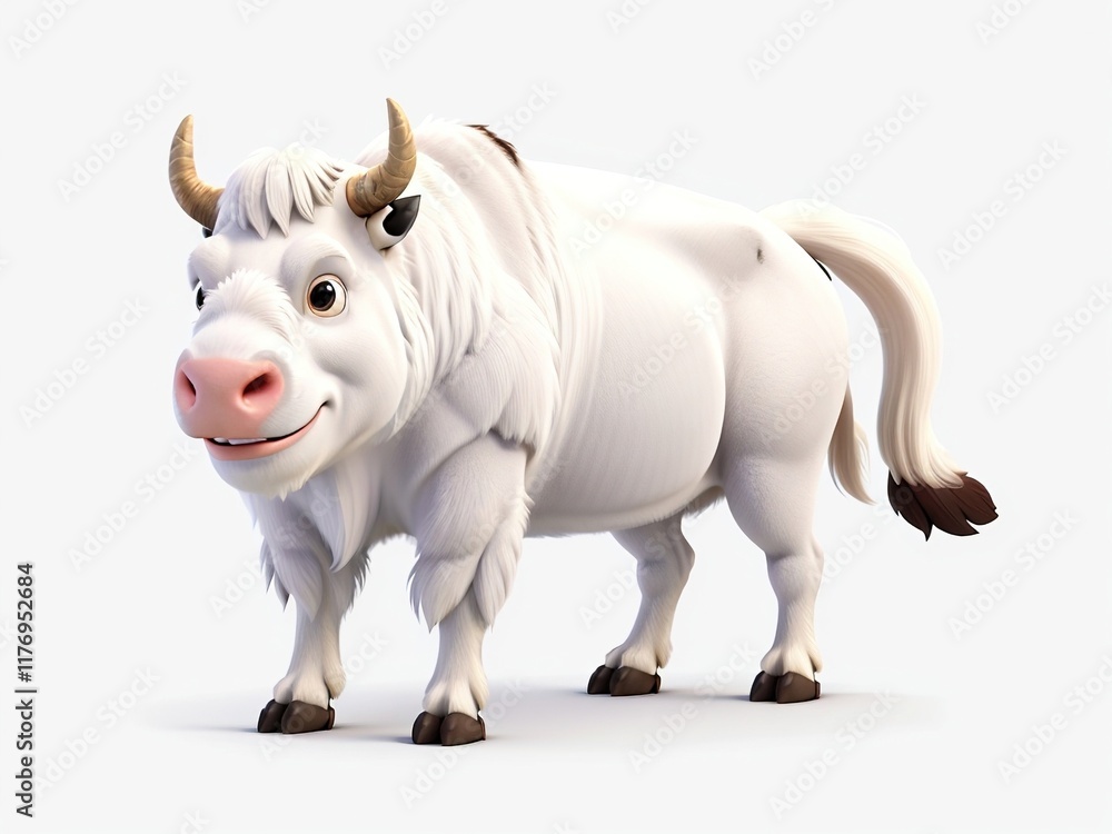 3D Animation Style cow cartoon Animals illustration isolated on white background 3D Animation Style cow cartoon Animals illustration isolated on white background