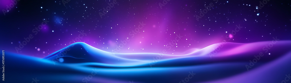Obraz premium Vibrant abstract waves of blue and purple create a surreal cosmic landscape, inviting exploration and imagination.