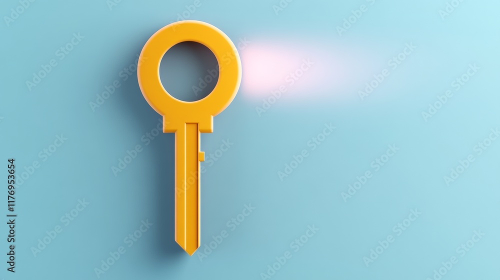 Yellow Key on Blue Background. Yellow Key on Blue Background.