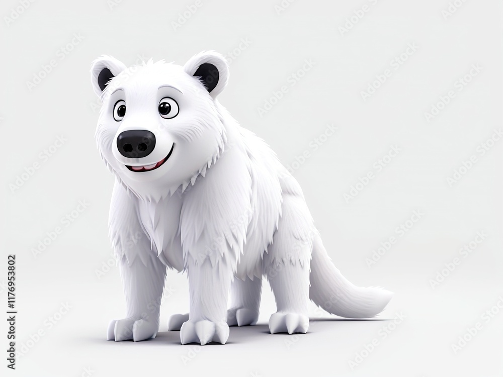 3D Animation Style polar bear cartoon Animals illustration isolated on white background 3D Animation Style polar bear cartoon Animals illustration isolated on white background