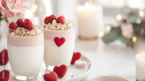 Wallpaper Mural Cozy Smoothie and Granola Parfait Tablescape with Floral Accents and Candlelight Torontodigital.ca