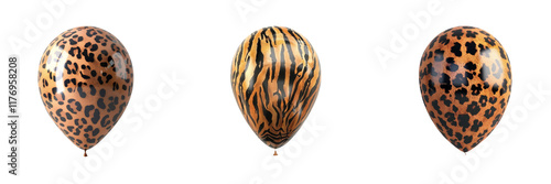 Animal Print Balloon Set Isolated on Transparent Background